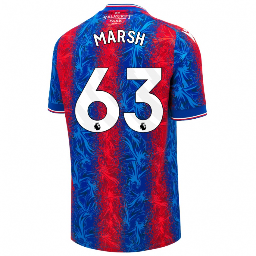 Enfant Maillot Zach Marsh #63 Rayures Rouges Et Bleues Tenues Domicile 2024/25 T-Shirt Belgique