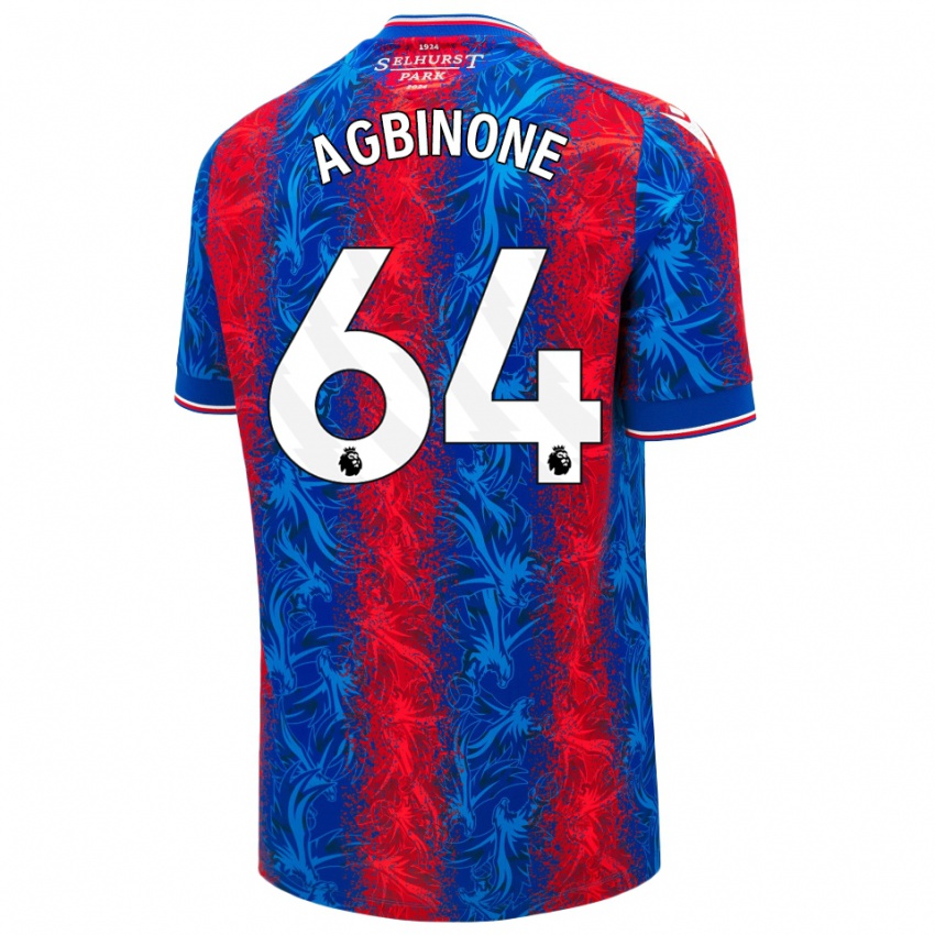 Enfant Maillot Asher Agbinone #64 Rayures Rouges Et Bleues Tenues Domicile 2024/25 T-Shirt Belgique