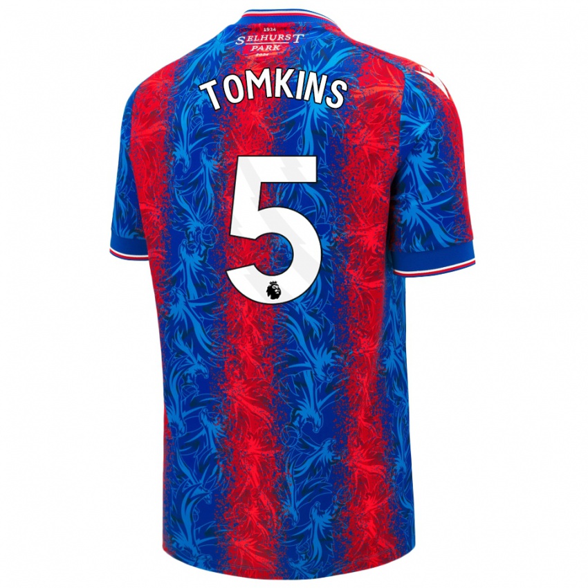 Enfant Maillot James Tomkins #5 Rayures Rouges Et Bleues Tenues Domicile 2024/25 T-Shirt Belgique