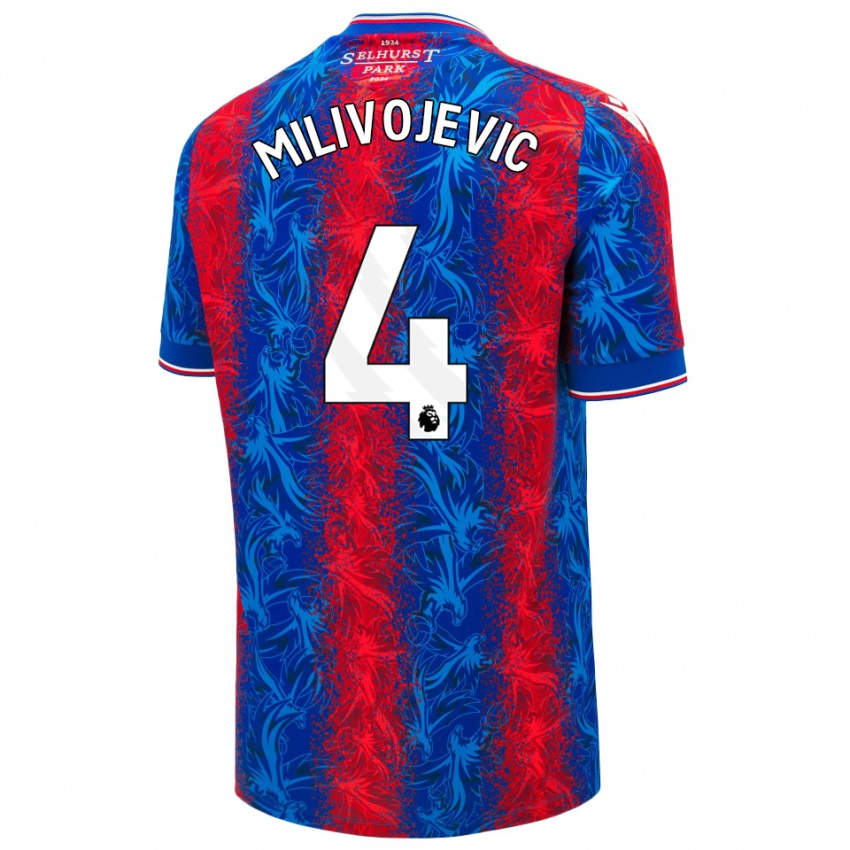 Enfant Maillot Luka Milivojevic #4 Rayures Rouges Et Bleues Tenues Domicile 2024/25 T-Shirt Belgique