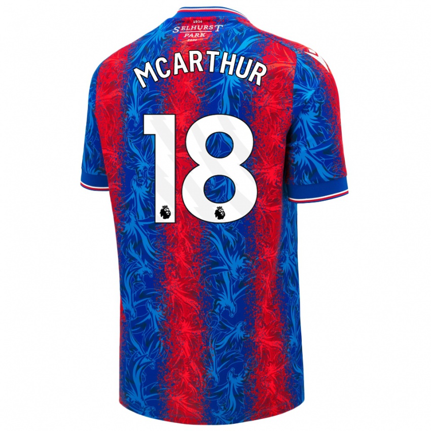 Enfant Maillot James Mcarthur #18 Rayures Rouges Et Bleues Tenues Domicile 2024/25 T-Shirt Belgique