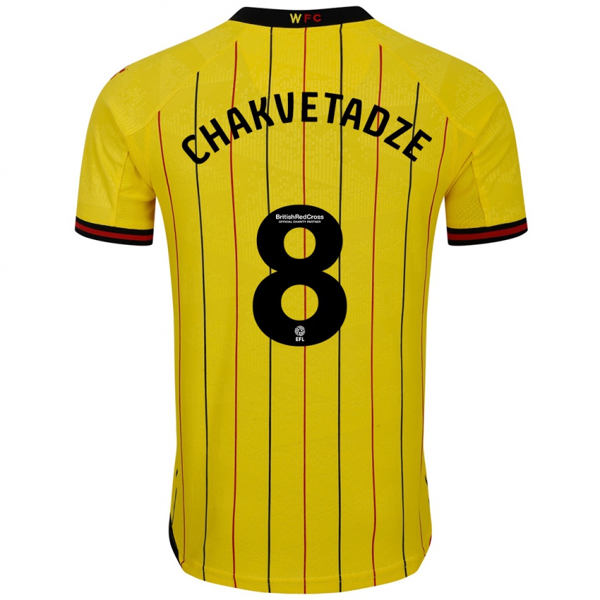 Kinderen Giorgi Chakvetadze #8 Geel Zwart Thuisshirt Thuistenue 2024/25 T-Shirt België