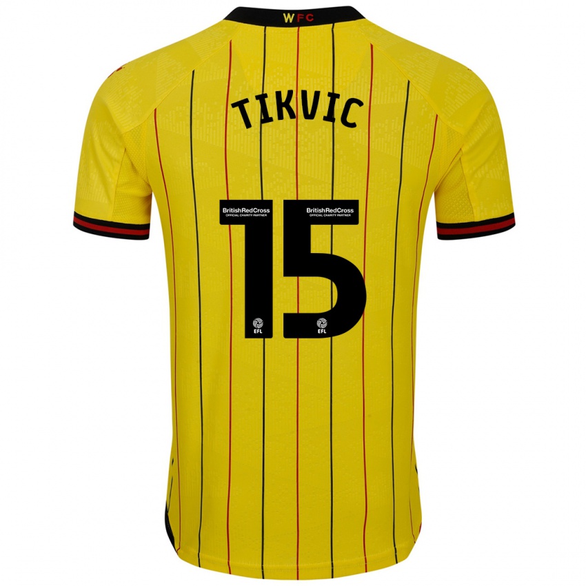 Enfant Maillot Antonio Tikvic #15 Jaune Et Noir Tenues Domicile 2024/25 T-Shirt Belgique