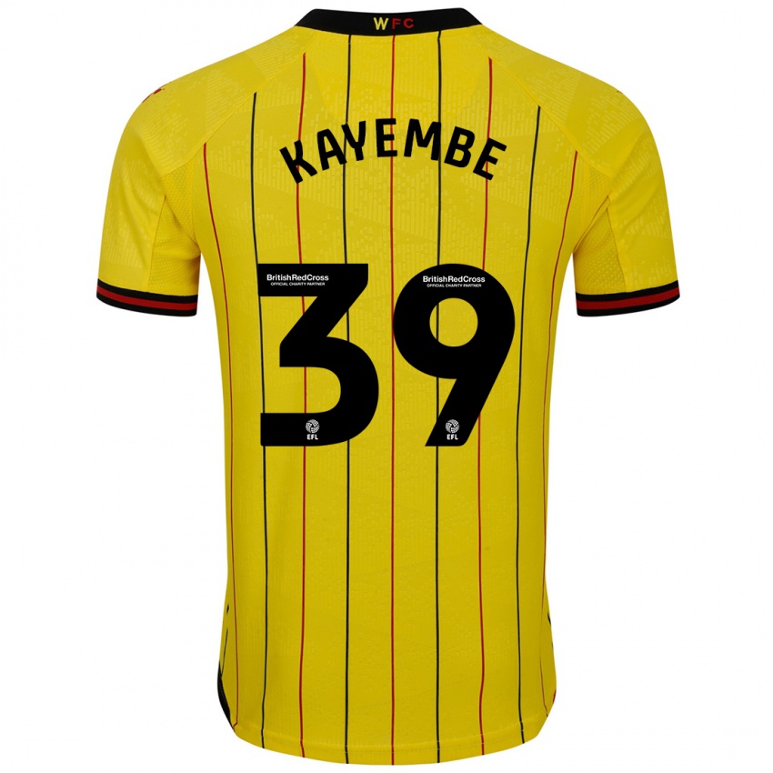 Kinderen Edo Kayembe #39 Geel Zwart Thuisshirt Thuistenue 2024/25 T-Shirt België