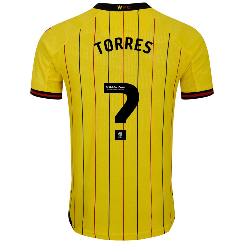 Kinderen Laken Torres #0 Geel Zwart Thuisshirt Thuistenue 2024/25 T-Shirt België