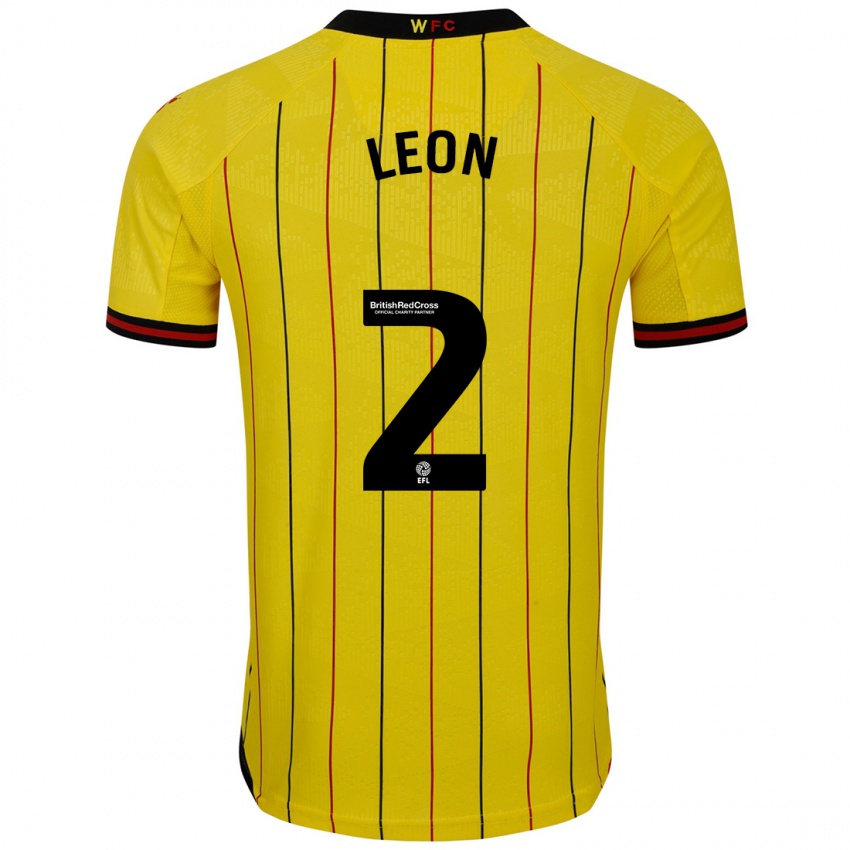 Kinderen Lucía León #2 Geel Zwart Thuisshirt Thuistenue 2024/25 T-Shirt België