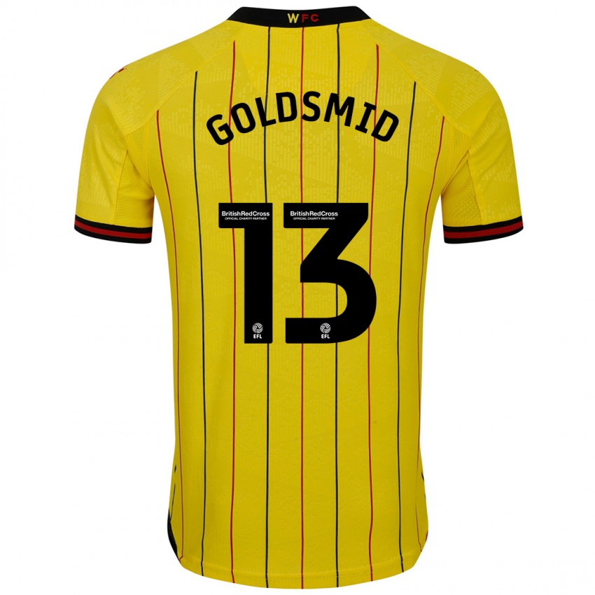 Enfant Maillot Jacqui Goldsmid #13 Jaune Et Noir Tenues Domicile 2024/25 T-Shirt Belgique