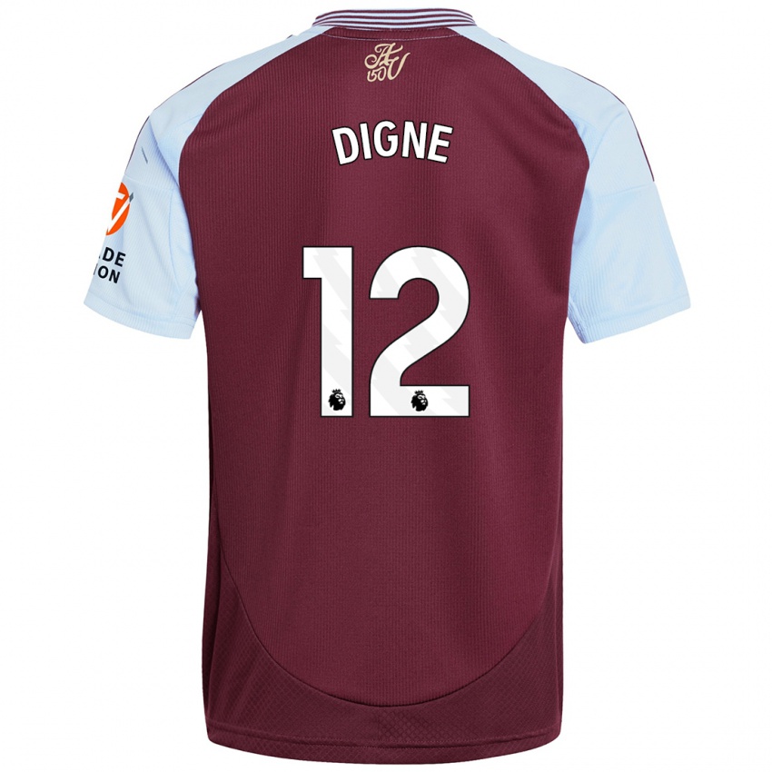 Enfant Maillot Lucas Digne #12 Bordeaux Bleu Ciel Tenues Domicile 2024/25 T-Shirt Belgique