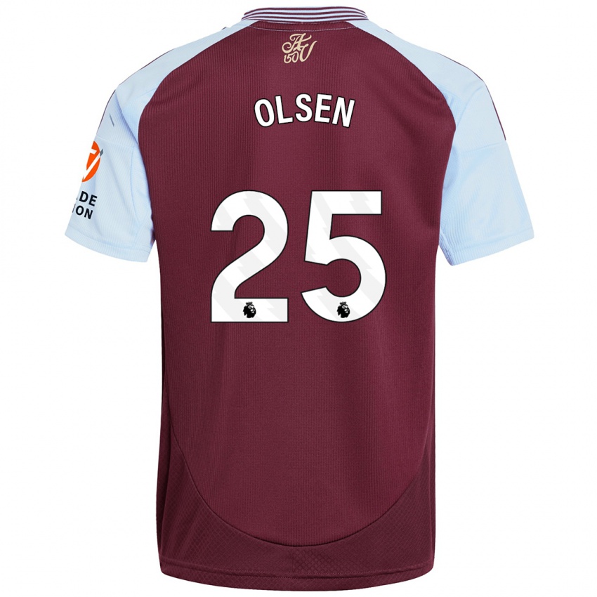 Kinderen Robin Olsen #25 Bordeaux Hemelsblauw Thuisshirt Thuistenue 2024/25 T-Shirt België