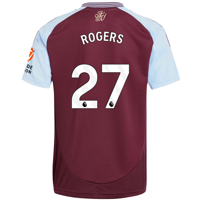 Enfant Maillot Morgan Rogers #27 Bordeaux Bleu Ciel Tenues Domicile 2024/25 T-Shirt Belgique