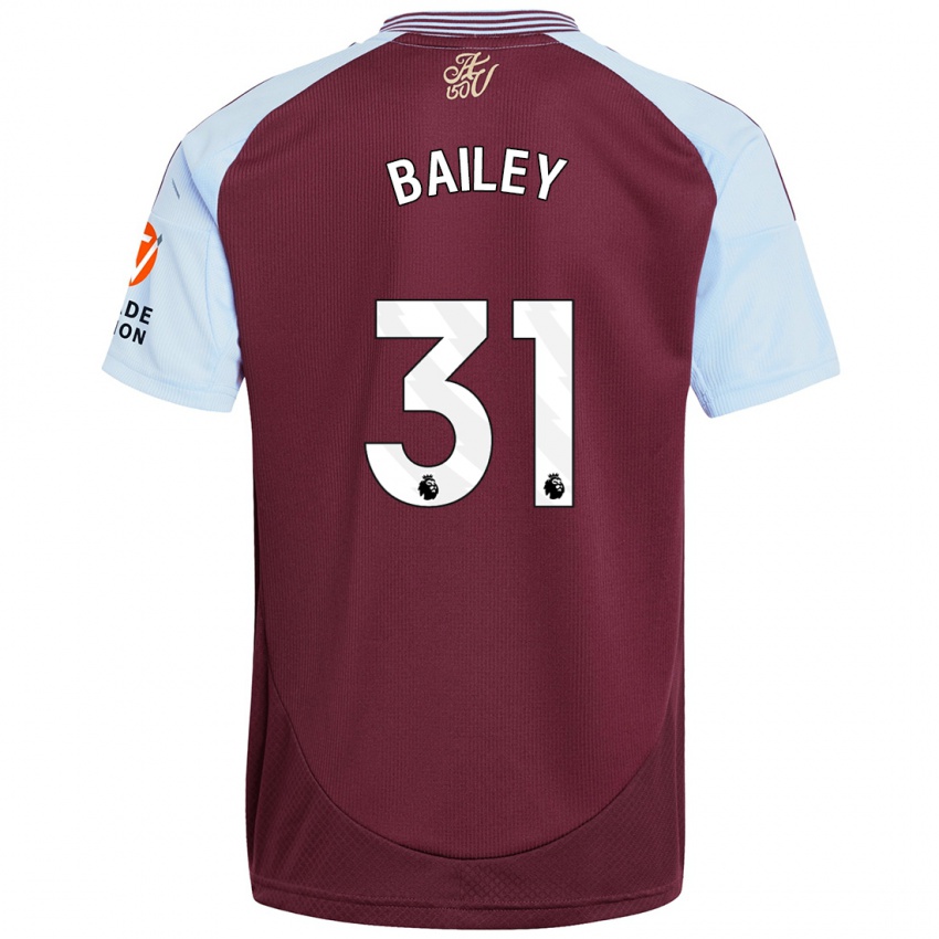 Kinderen Leon Bailey #31 Bordeaux Hemelsblauw Thuisshirt Thuistenue 2024/25 T-Shirt België