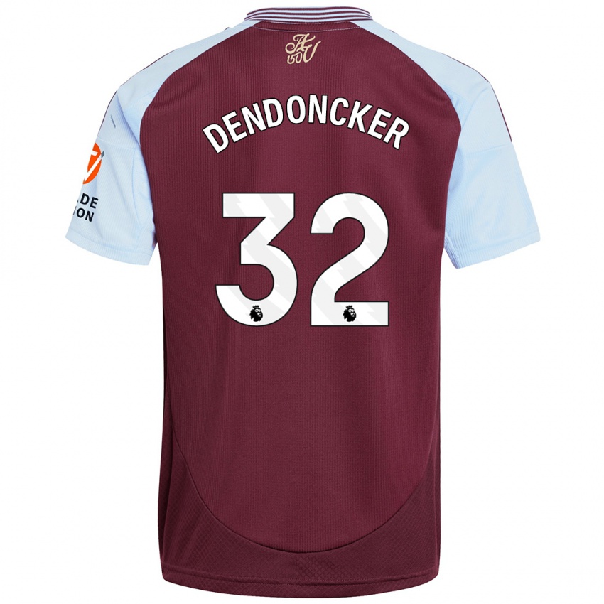 Kinderen Leander Dendoncker #32 Bordeaux Hemelsblauw Thuisshirt Thuistenue 2024/25 T-Shirt België