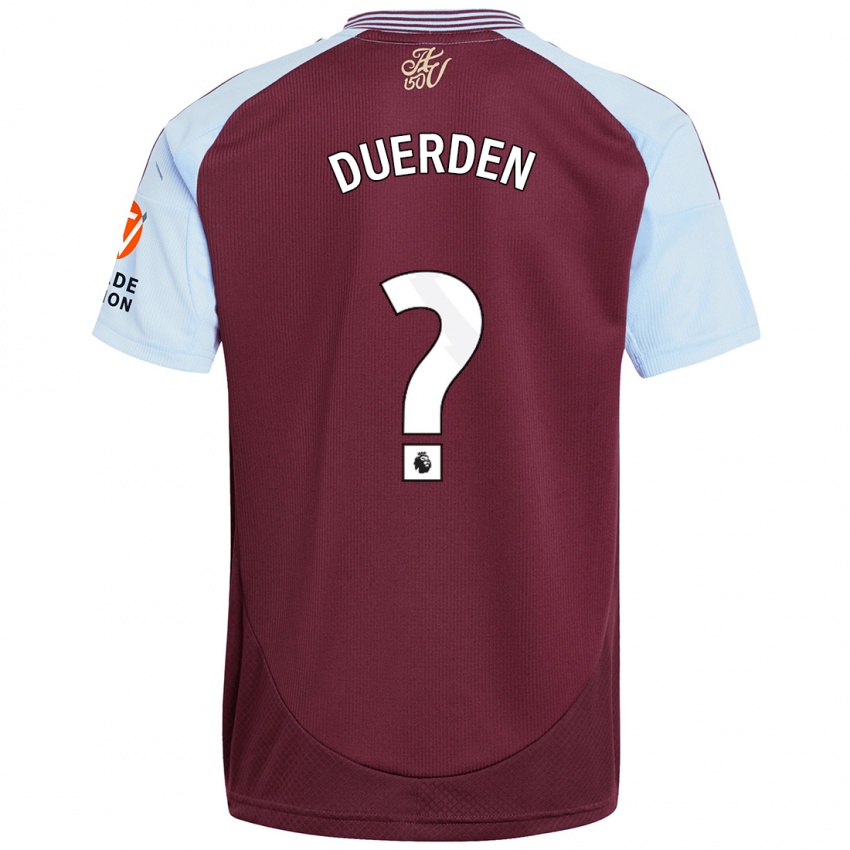 Enfant Maillot Archie Duerden #0 Bordeaux Bleu Ciel Tenues Domicile 2024/25 T-Shirt Belgique