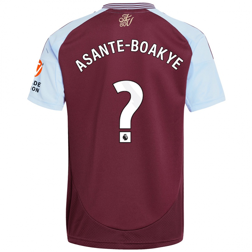 Enfant Maillot Max Asante-Boakye #0 Bordeaux Bleu Ciel Tenues Domicile 2024/25 T-Shirt Belgique