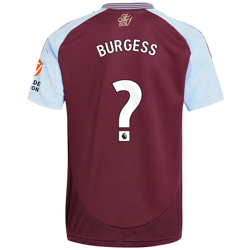 Enfant Maillot Woody Burgess #0 Bordeaux Bleu Ciel Tenues Domicile 2024/25 T-Shirt Belgique