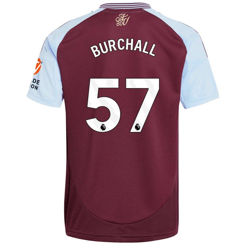 Enfant Maillot Ajani Burchall #57 Bordeaux Bleu Ciel Tenues Domicile 2024/25 T-Shirt Belgique