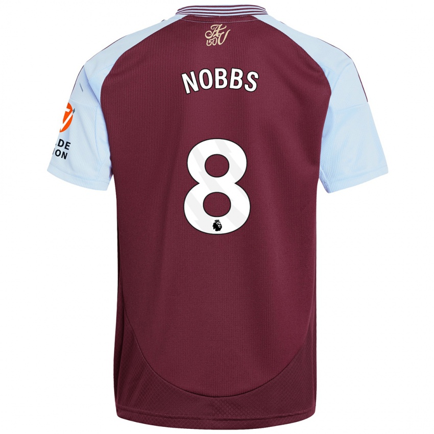 Enfant Maillot Jordan Nobbs #8 Bordeaux Bleu Ciel Tenues Domicile 2024/25 T-Shirt Belgique