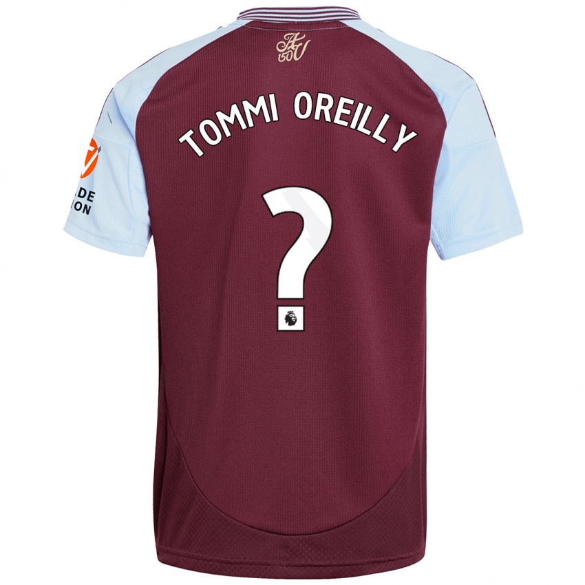 Enfant Maillot Tommi Oreilly #0 Bordeaux Bleu Ciel Tenues Domicile 2024/25 T-Shirt Belgique