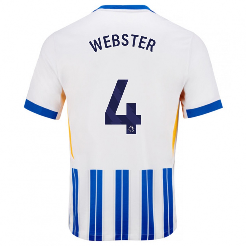 Kinder Adam Webster #4 Weiß Blaue Nadelstreifen Heimtrikot Trikot 2024/25 T-Shirt Belgien