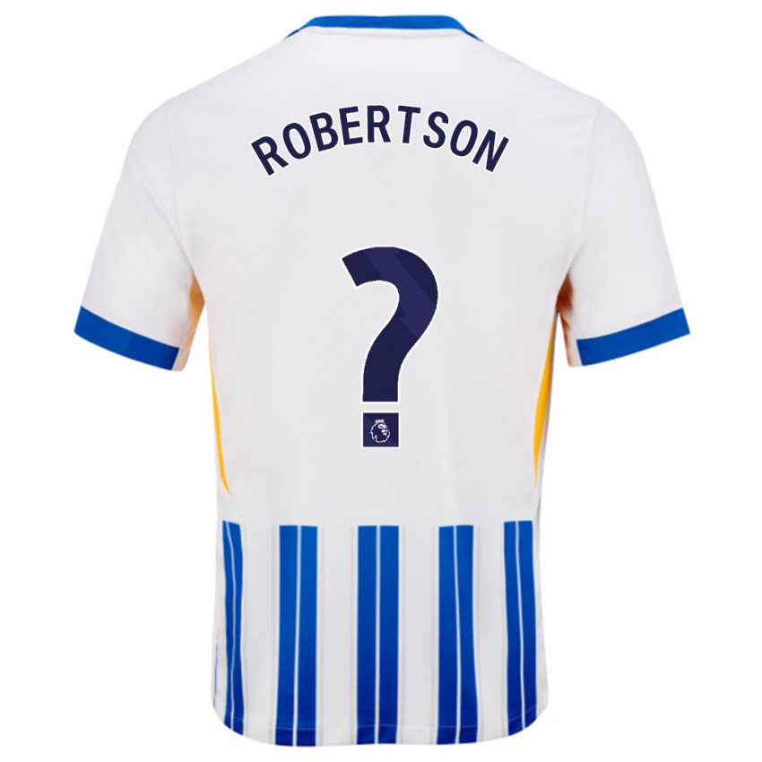 Kinder Josh Robertson #0 Weiß Blaue Nadelstreifen Heimtrikot Trikot 2024/25 T-Shirt Belgien