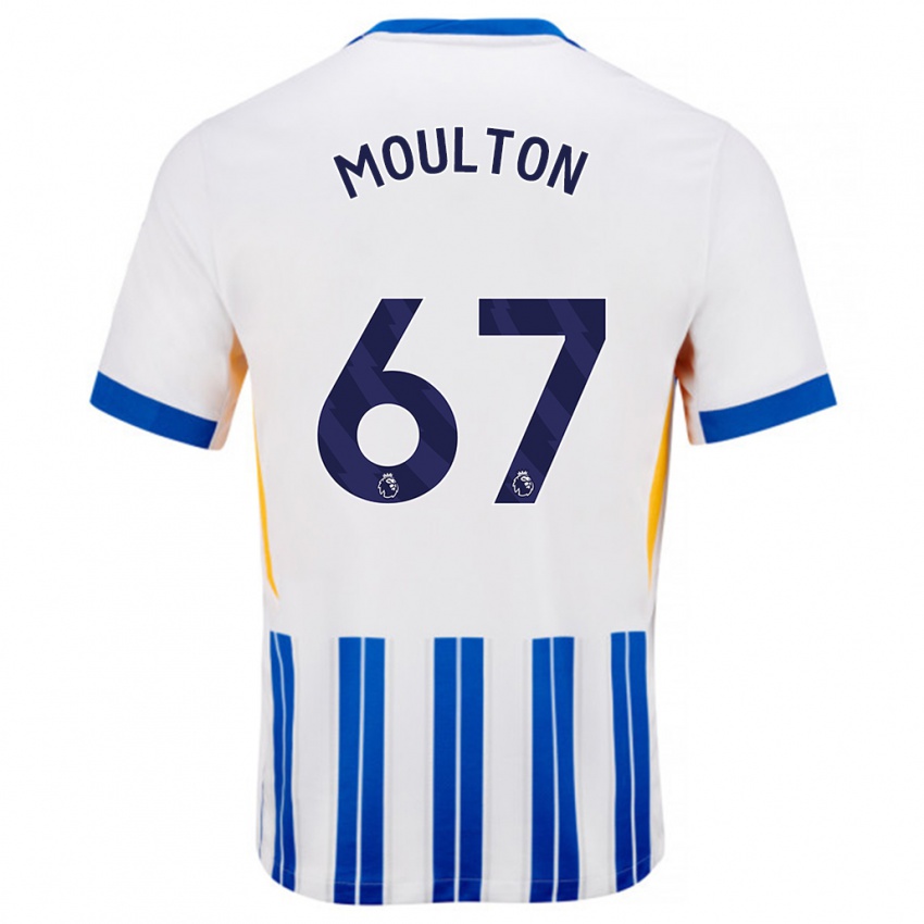 Kinder Remeiro Moulton #67 Weiß Blaue Nadelstreifen Heimtrikot Trikot 2024/25 T-Shirt Belgien