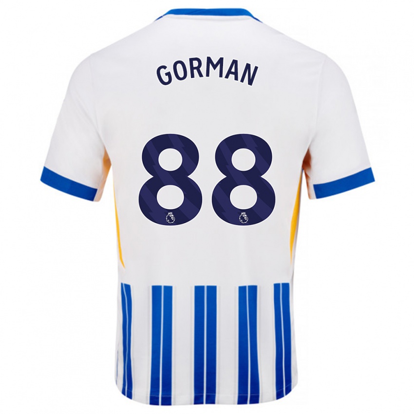 Kinder Ronnie Gorman #88 Weiß Blaue Nadelstreifen Heimtrikot Trikot 2024/25 T-Shirt Belgien