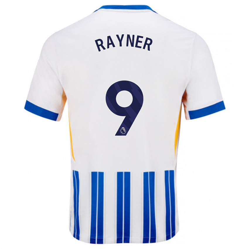 Kinderen Rebecca Rayner #9 Wit Blauwe Krijtstrepen Thuisshirt Thuistenue 2024/25 T-Shirt België