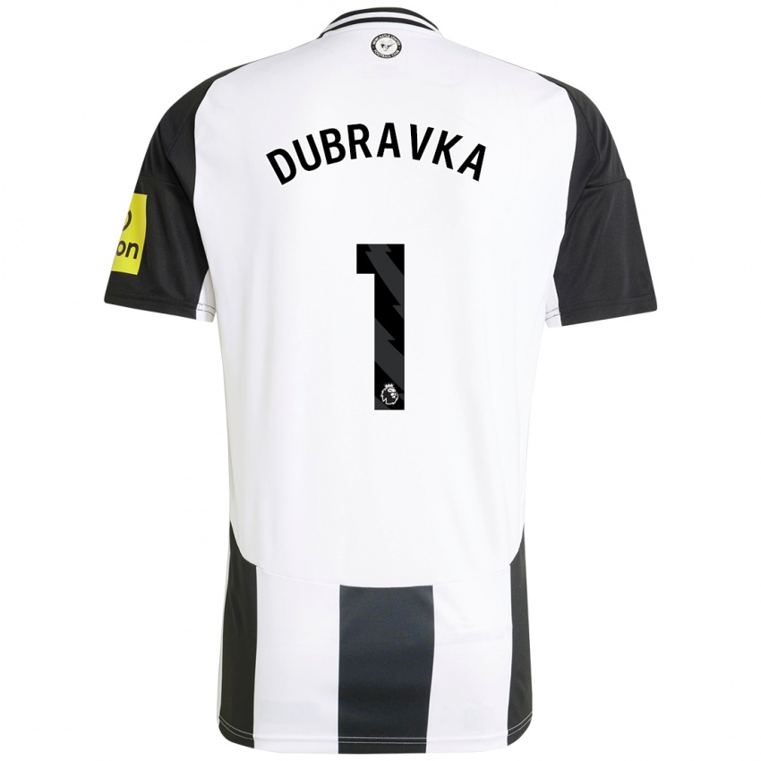 Enfant Maillot Martin Dúbravka #1 Blanc Noir Tenues Domicile 2024/25 T-Shirt Belgique