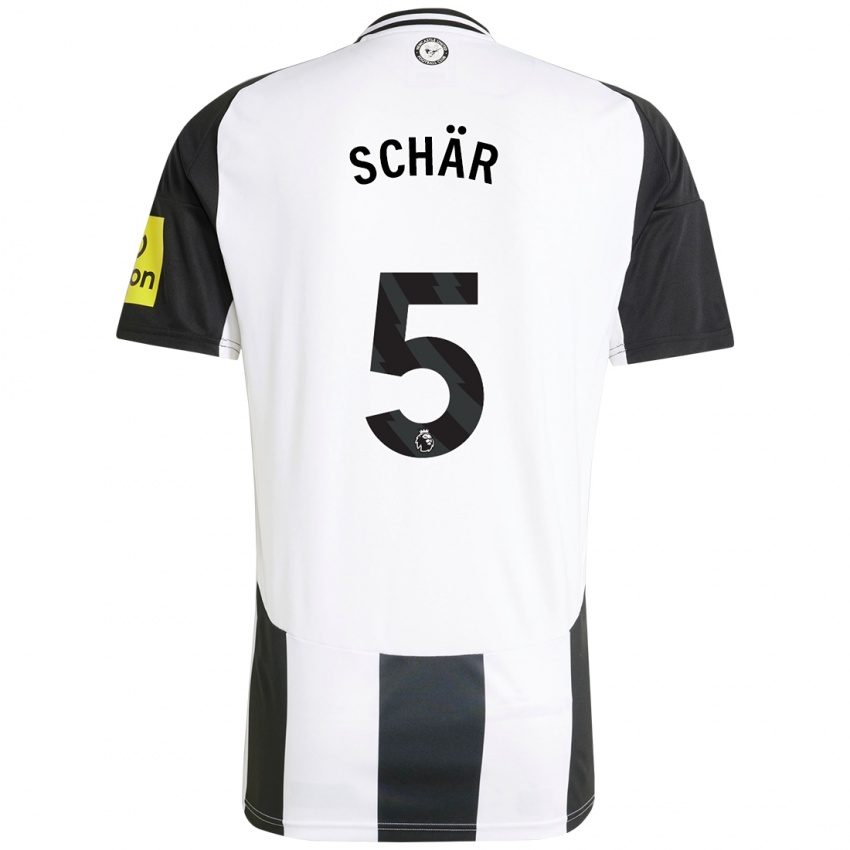 Kinder Fabian Schär #5 Weiß Schwarz Heimtrikot Trikot 2024/25 T-Shirt Belgien