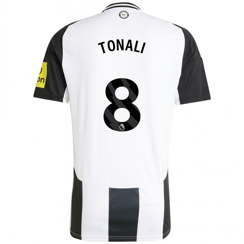 Enfant Maillot Sandro Tonali #8 Blanc Noir Tenues Domicile 2024/25 T-Shirt Belgique