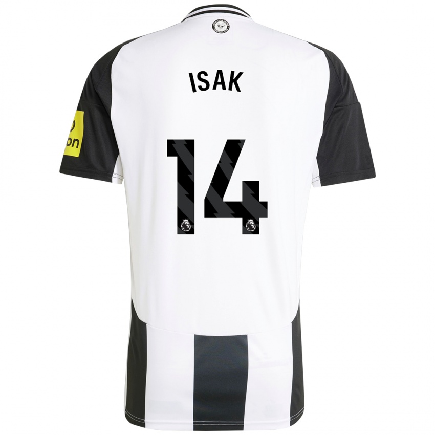 Enfant Maillot Alexander Isak #14 Blanc Noir Tenues Domicile 2024/25 T-Shirt Belgique