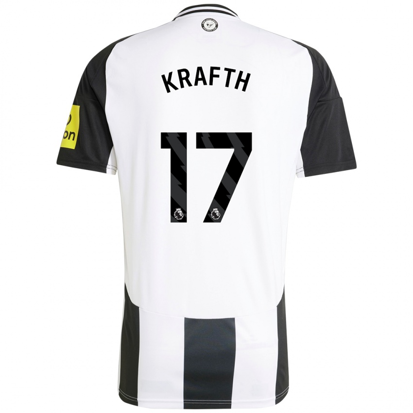 Enfant Maillot Emil Krafth #17 Blanc Noir Tenues Domicile 2024/25 T-Shirt Belgique