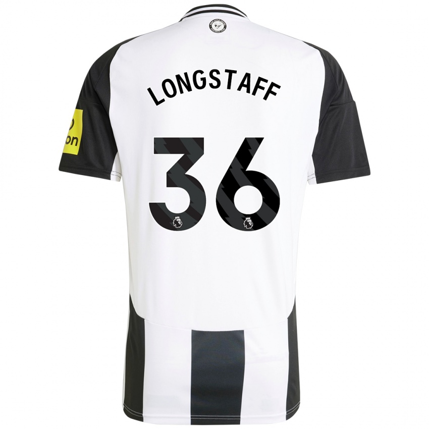 Kinder Sean Longstaff #36 Weiß Schwarz Heimtrikot Trikot 2024/25 T-Shirt Belgien