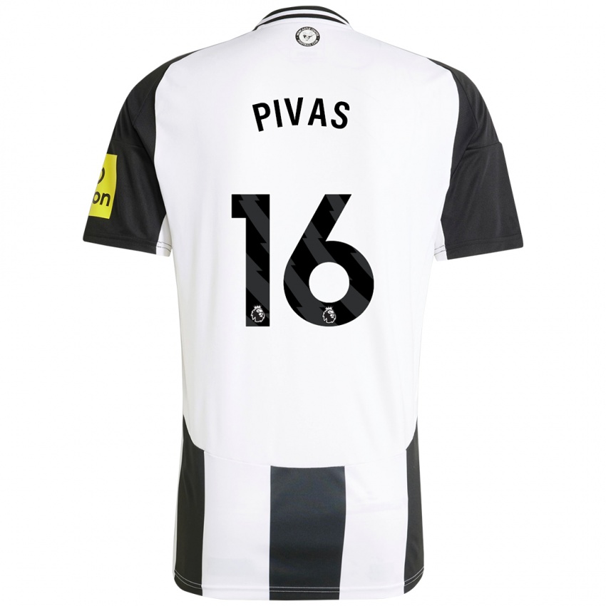 Enfant Maillot Miodrag Pivas #16 Blanc Noir Tenues Domicile 2024/25 T-Shirt Belgique