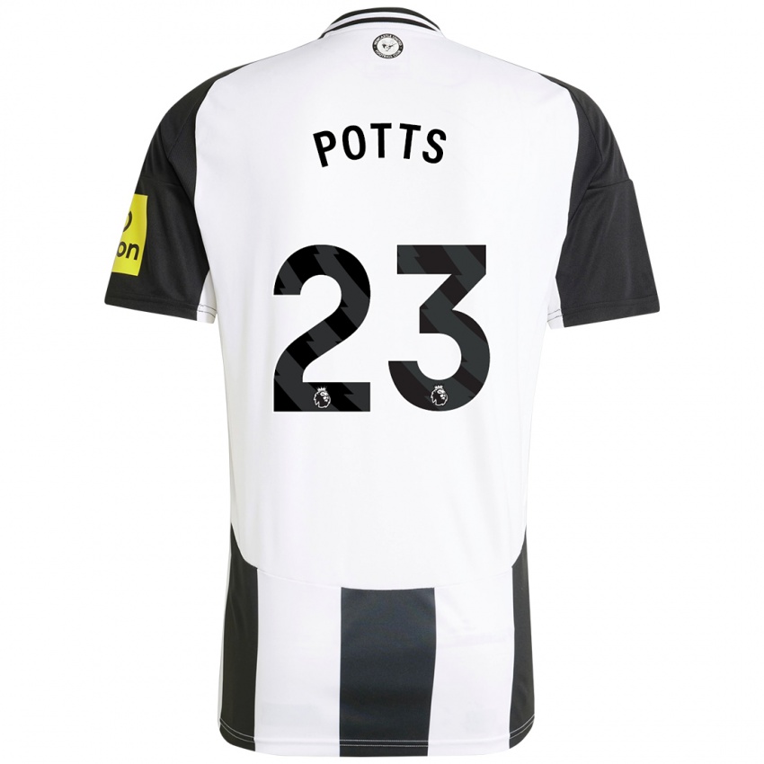 Enfant Maillot Charlotte Potts #23 Blanc Noir Tenues Domicile 2024/25 T-Shirt Belgique