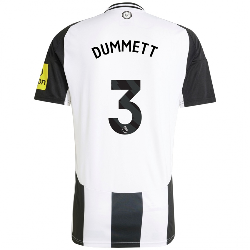 Enfant Maillot Paul Dummett #3 Blanc Noir Tenues Domicile 2024/25 T-Shirt Belgique