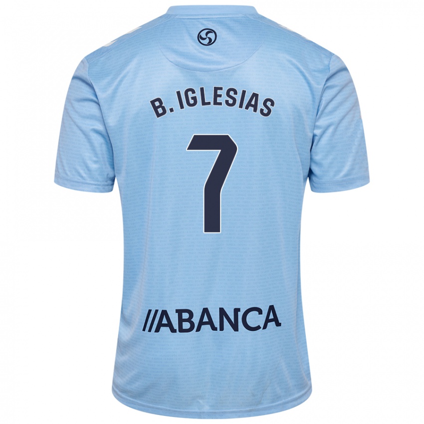 Enfant Maillot Borja Iglesias #7 Bleu Ciel Tenues Domicile 2024/25 T-Shirt Belgique