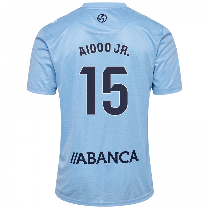 Enfant Maillot Joseph Aidoo #15 Bleu Ciel Tenues Domicile 2024/25 T-Shirt Belgique