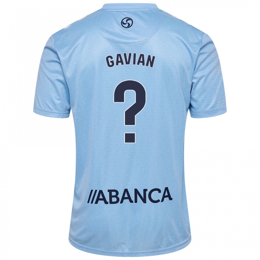 Enfant Maillot Pablo Gavian #0 Bleu Ciel Tenues Domicile 2024/25 T-Shirt Belgique