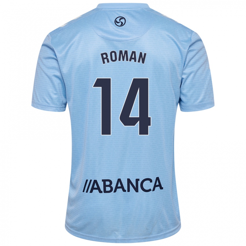 Enfant Maillot Miguel Román #14 Bleu Ciel Tenues Domicile 2024/25 T-Shirt Belgique