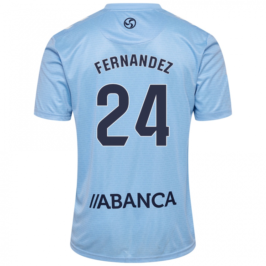 Enfant Maillot César Fernández #24 Bleu Ciel Tenues Domicile 2024/25 T-Shirt Belgique