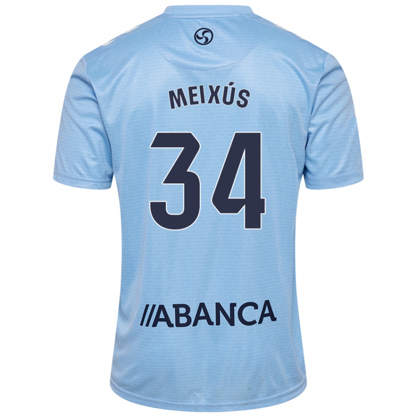 Enfant Maillot Pablo Meixús #34 Bleu Ciel Tenues Domicile 2024/25 T-Shirt Belgique