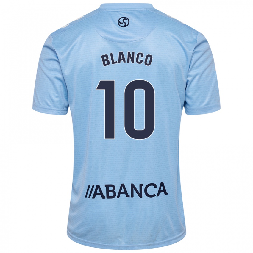 Enfant Maillot Raúl Blanco #10 Bleu Ciel Tenues Domicile 2024/25 T-Shirt Belgique