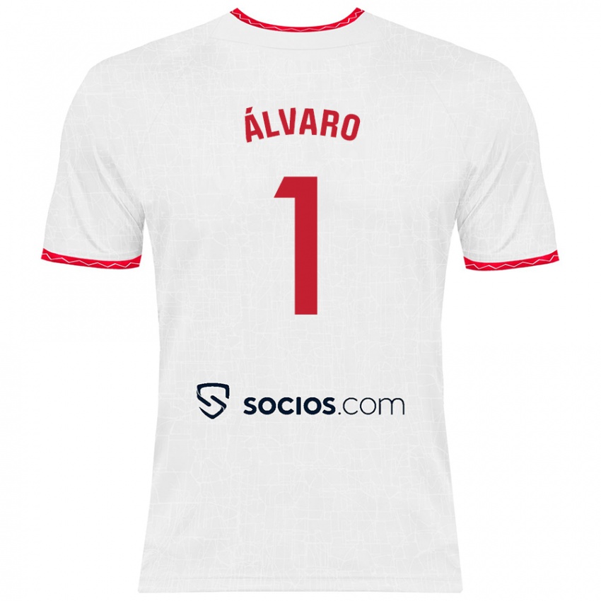 Enfant Maillot Álvaro Fernández #1 Blanc Rouge Tenues Domicile 2024/25 T-Shirt Belgique