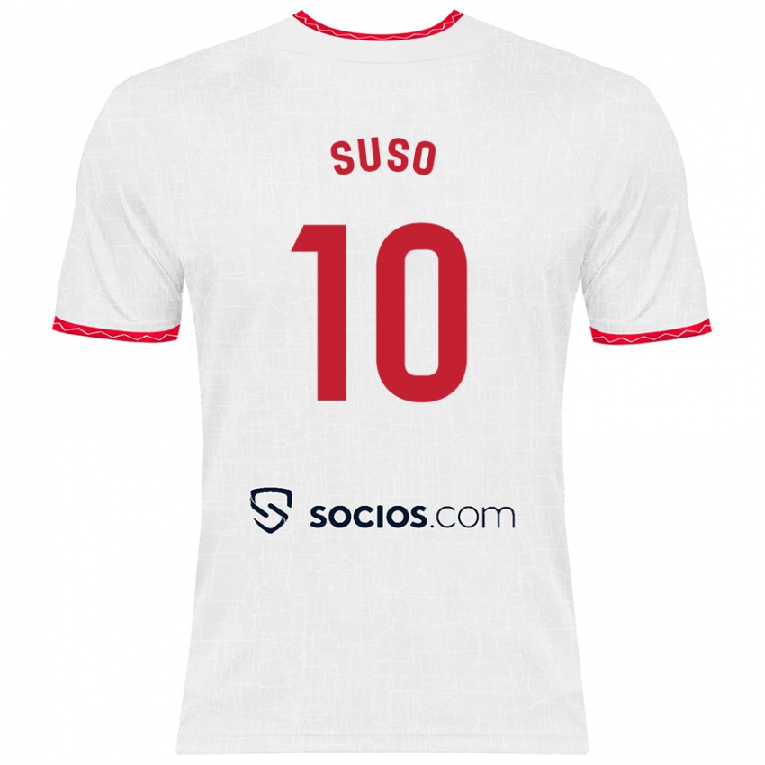 Kinderen Suso #10 Wit Rood Thuisshirt Thuistenue 2024/25 T-Shirt België