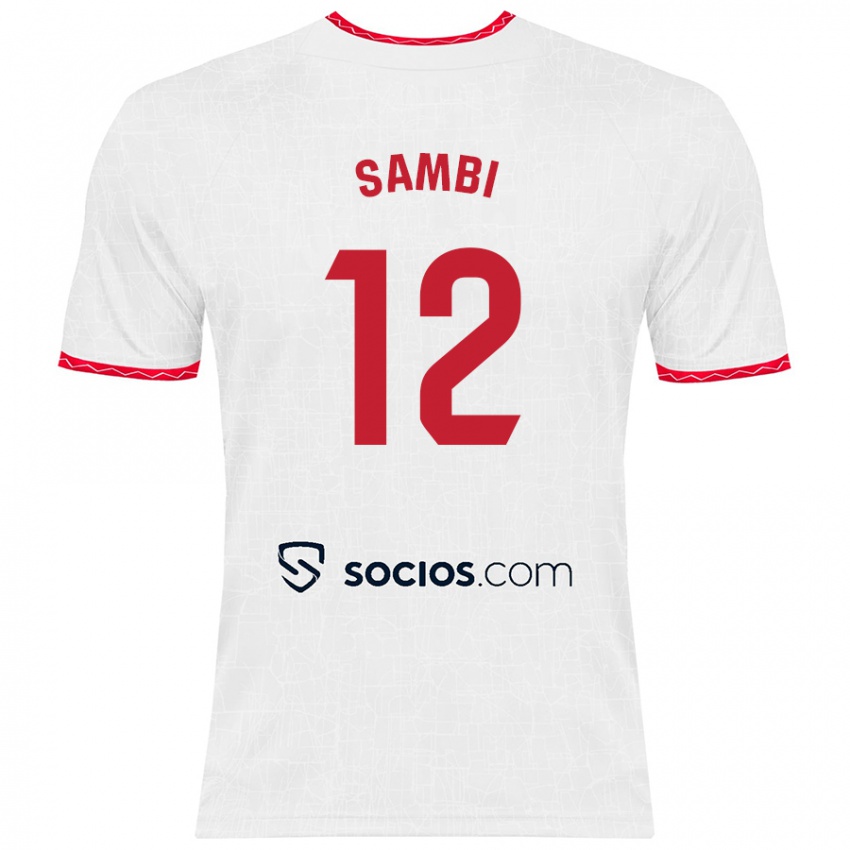 Enfant Maillot Albert Sambi Lokonga #12 Blanc Rouge Tenues Domicile 2024/25 T-Shirt Belgique