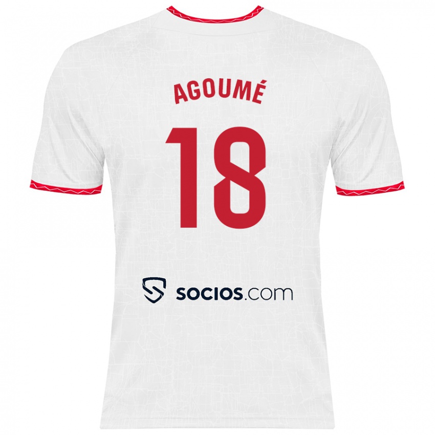 Enfant Maillot Lucien Agoume #18 Blanc Rouge Tenues Domicile 2024/25 T-Shirt Belgique