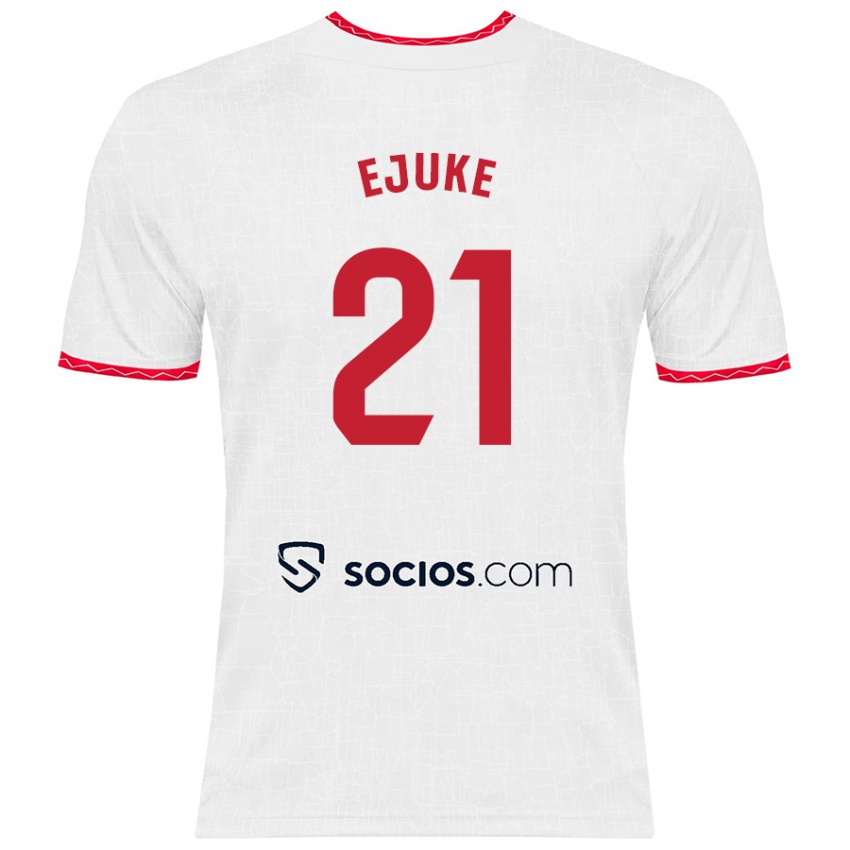 Enfant Maillot Chidera Ejuke #21 Blanc Rouge Tenues Domicile 2024/25 T-Shirt Belgique