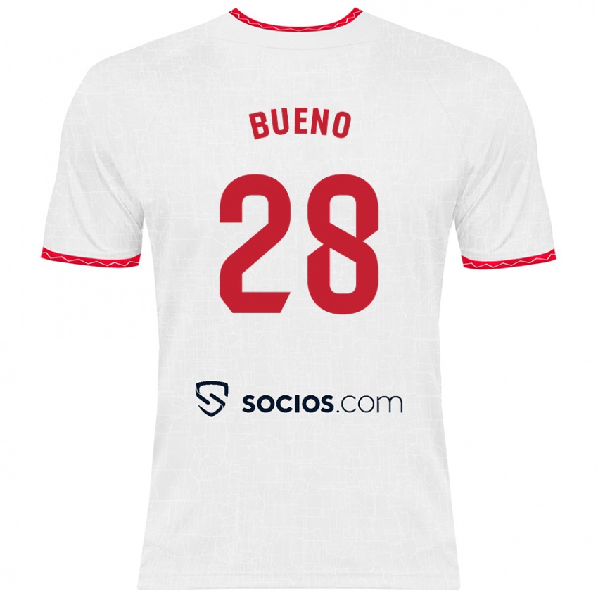 Enfant Maillot Manu Bueno #28 Blanc Rouge Tenues Domicile 2024/25 T-Shirt Belgique