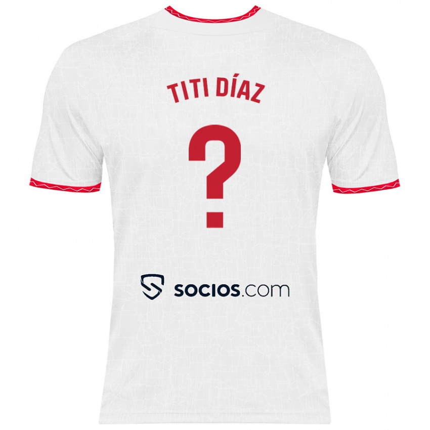 Enfant Maillot Titi Díaz #0 Blanc Rouge Tenues Domicile 2024/25 T-Shirt Belgique